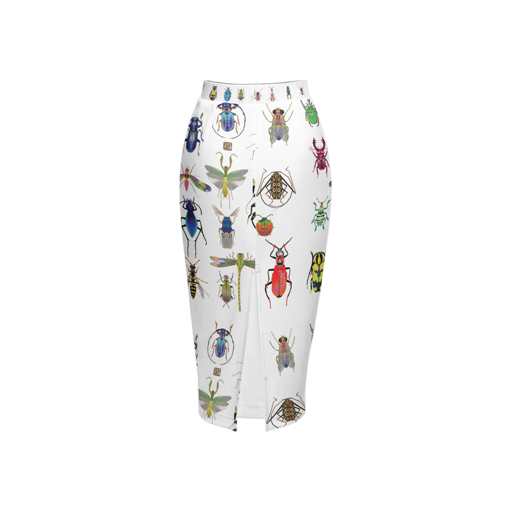 Shoosty® Bugs White Women’s Back Split Pencil Skirt