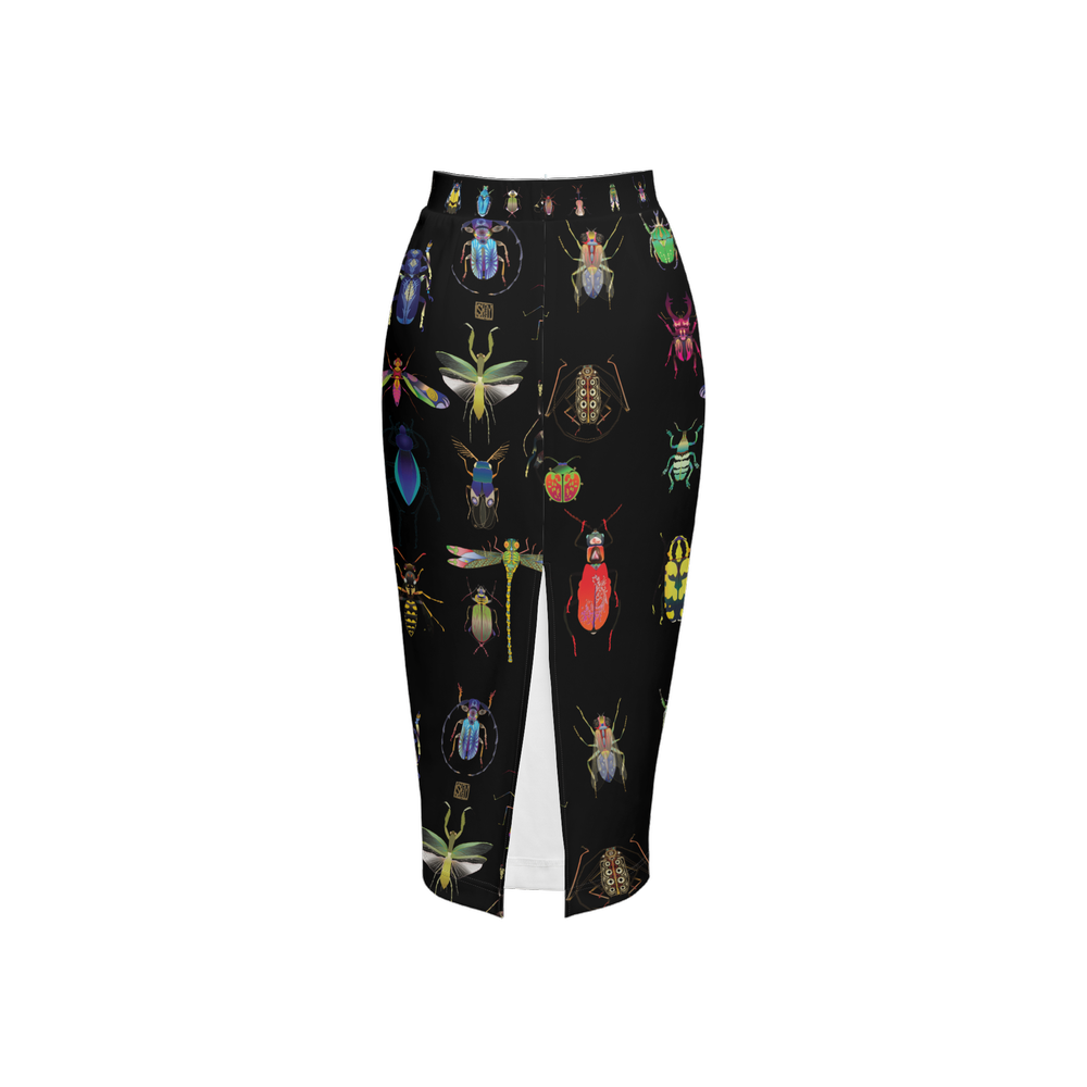 Shoosty® Bugs Black Women’s Back Split Pencil Skirt