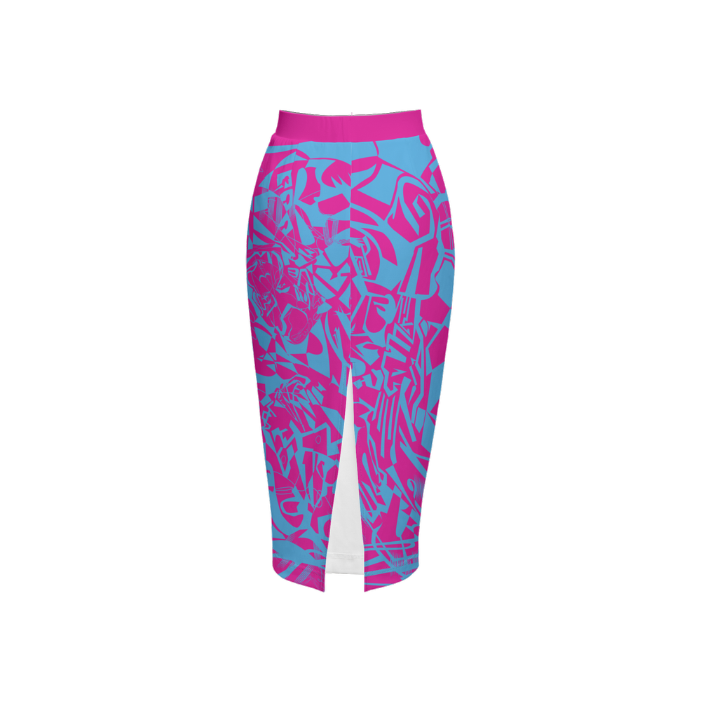 Walking Bass Line Pink Women’s Back Split Pencil Skirt