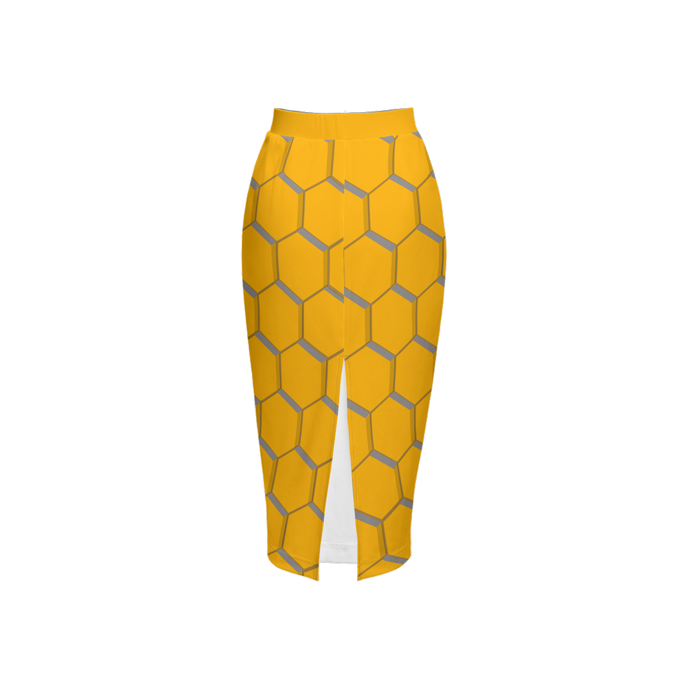 Shoosty® Bugs Steampunk Bumblebee Honey Women’s Back Split Pencil Skirt