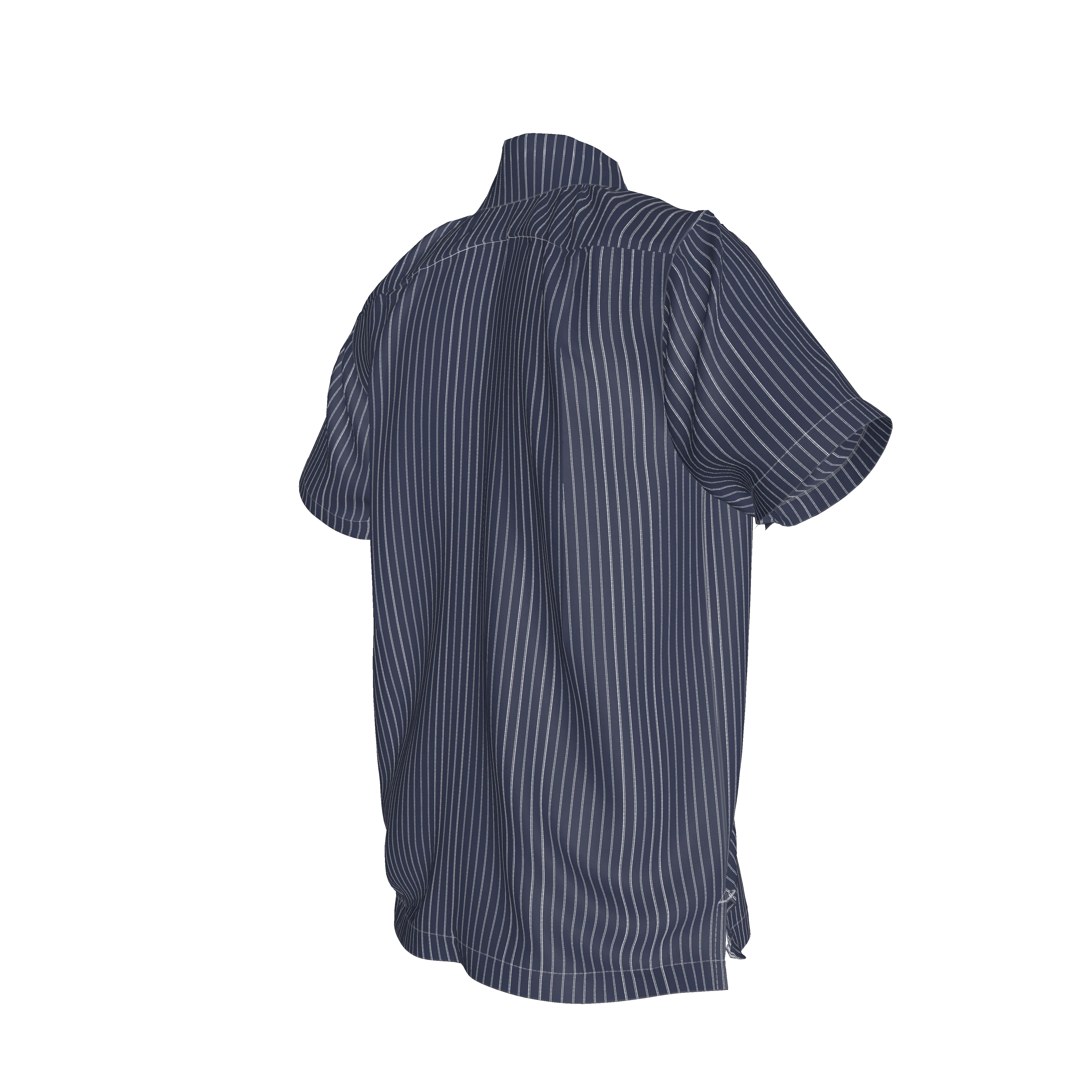 White on Dk Blue Pinstriped Short Sleeve Men’s Shirt with Collar