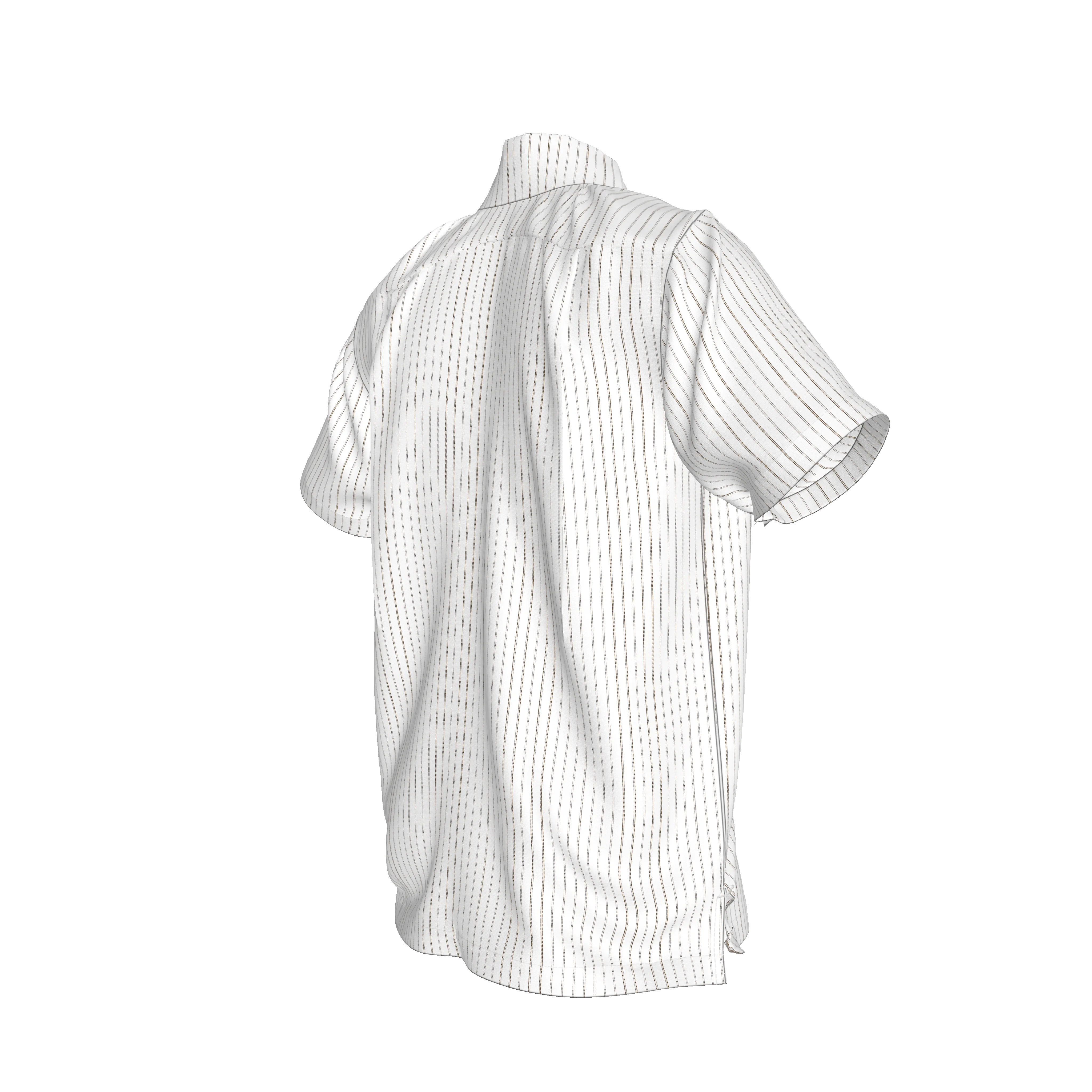 White on Black Trim Pinstripe on Short Sleeve Men’s Shirt with Collar