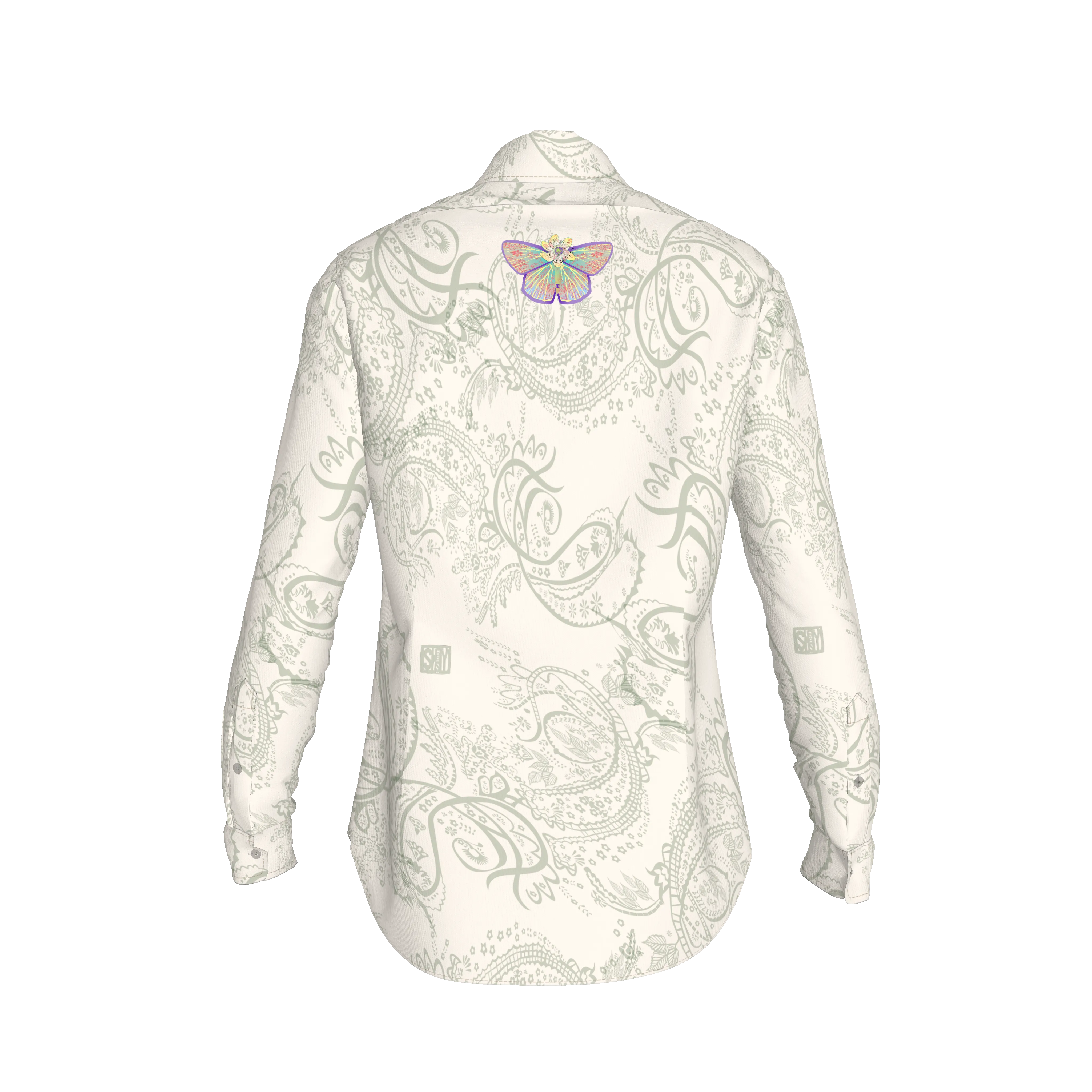 Blue Morpho Men's Shirt with Flower Headed Butterfly
