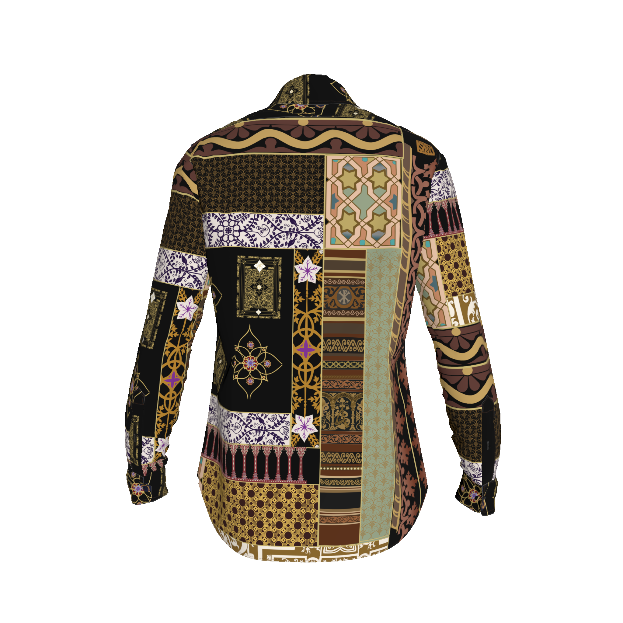 Patterned Lightweight Cotton Poplin Dress Shirt