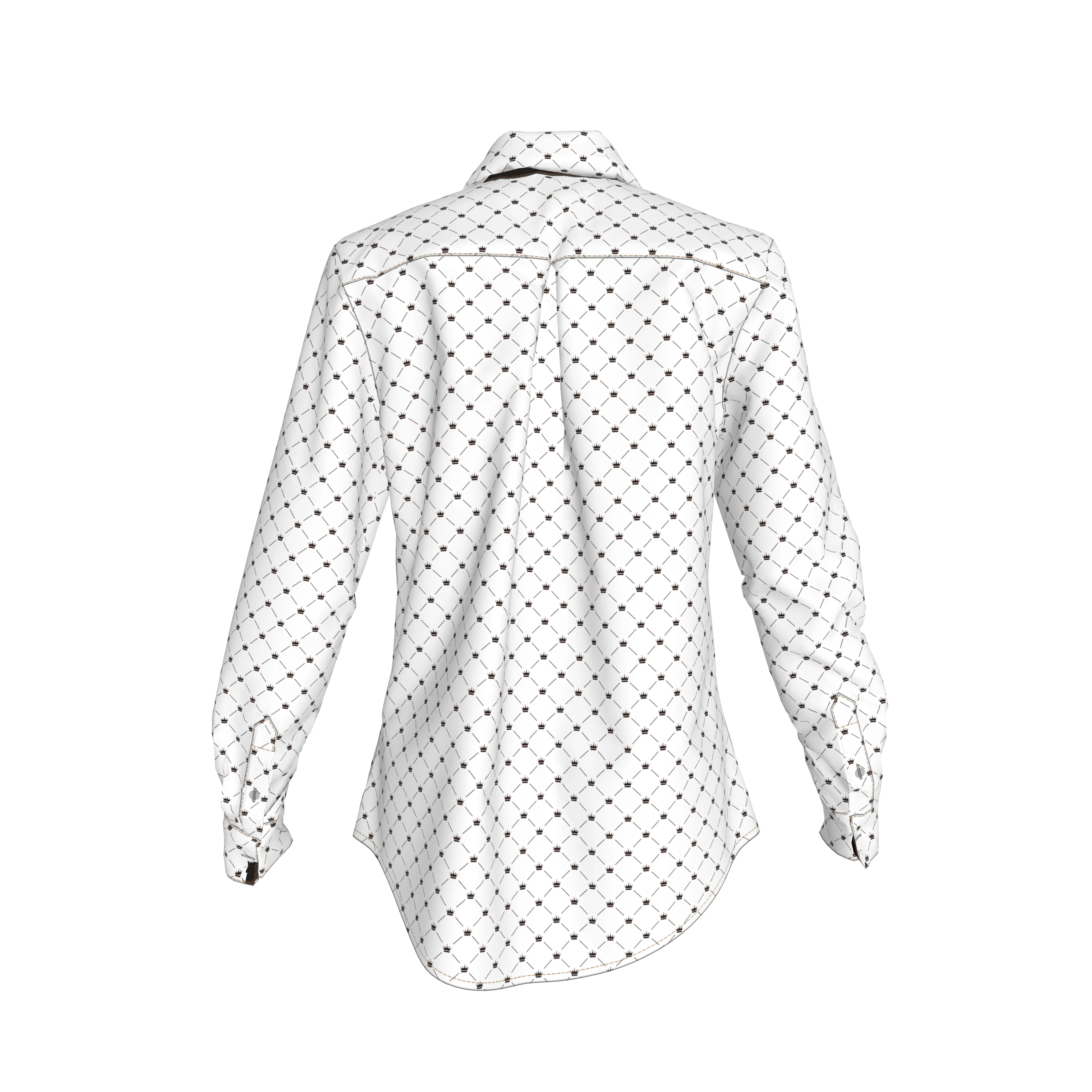Crown and Lines Black on White Button Front Shirt