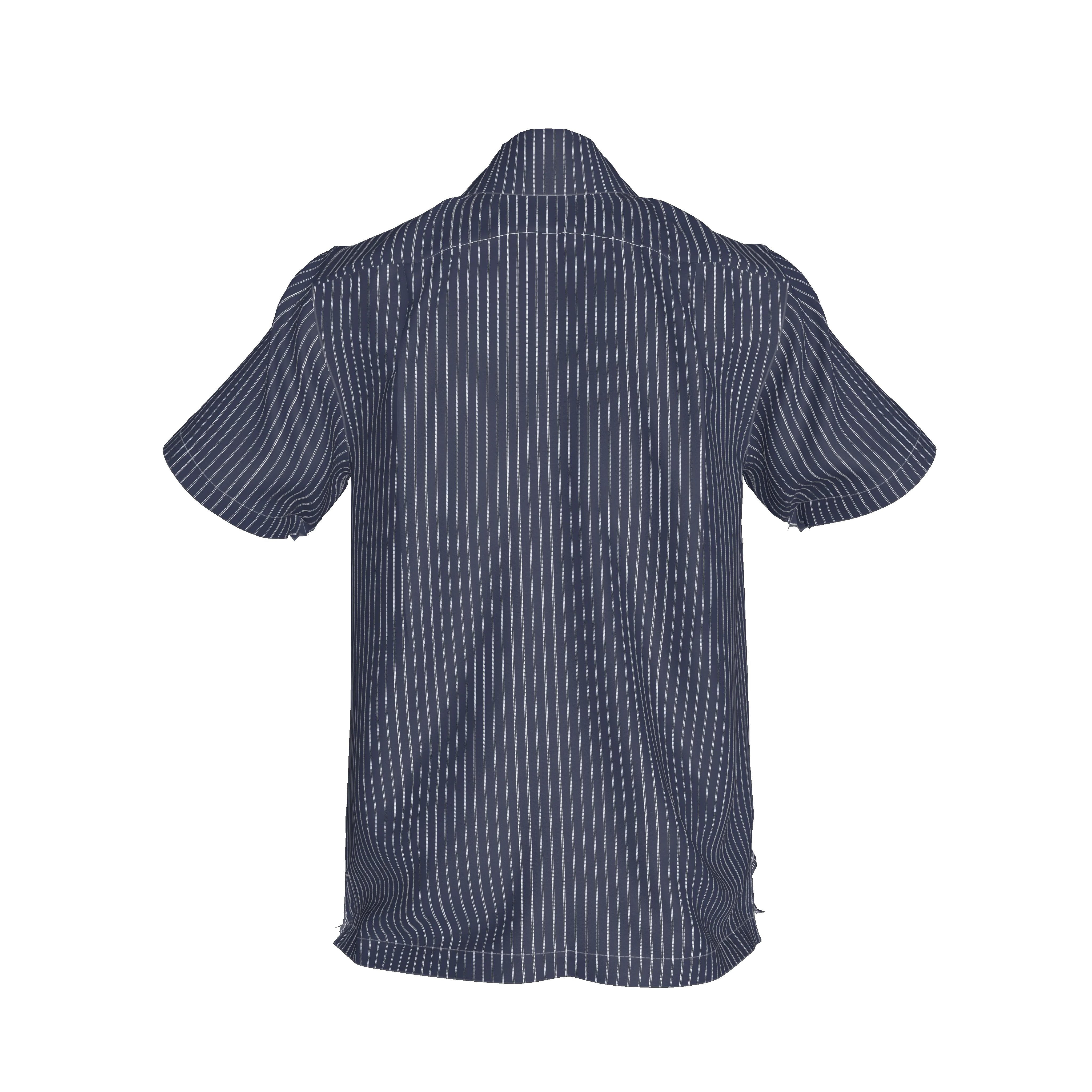 White on Dk Blue Pinstriped Short Sleeve Men’s Shirt with Collar