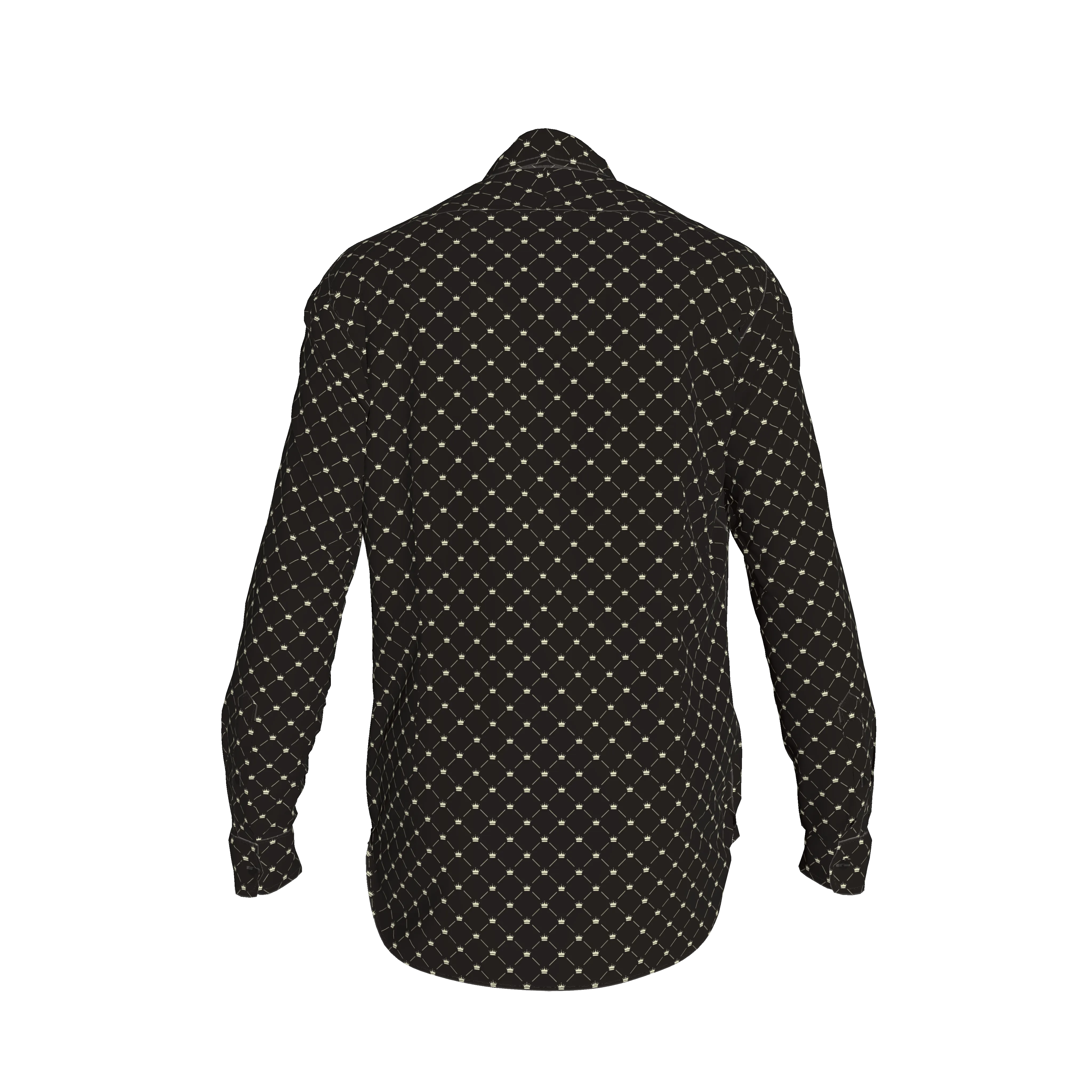 Crown and Lines Silver on Black Structured Linen Dress Shirt