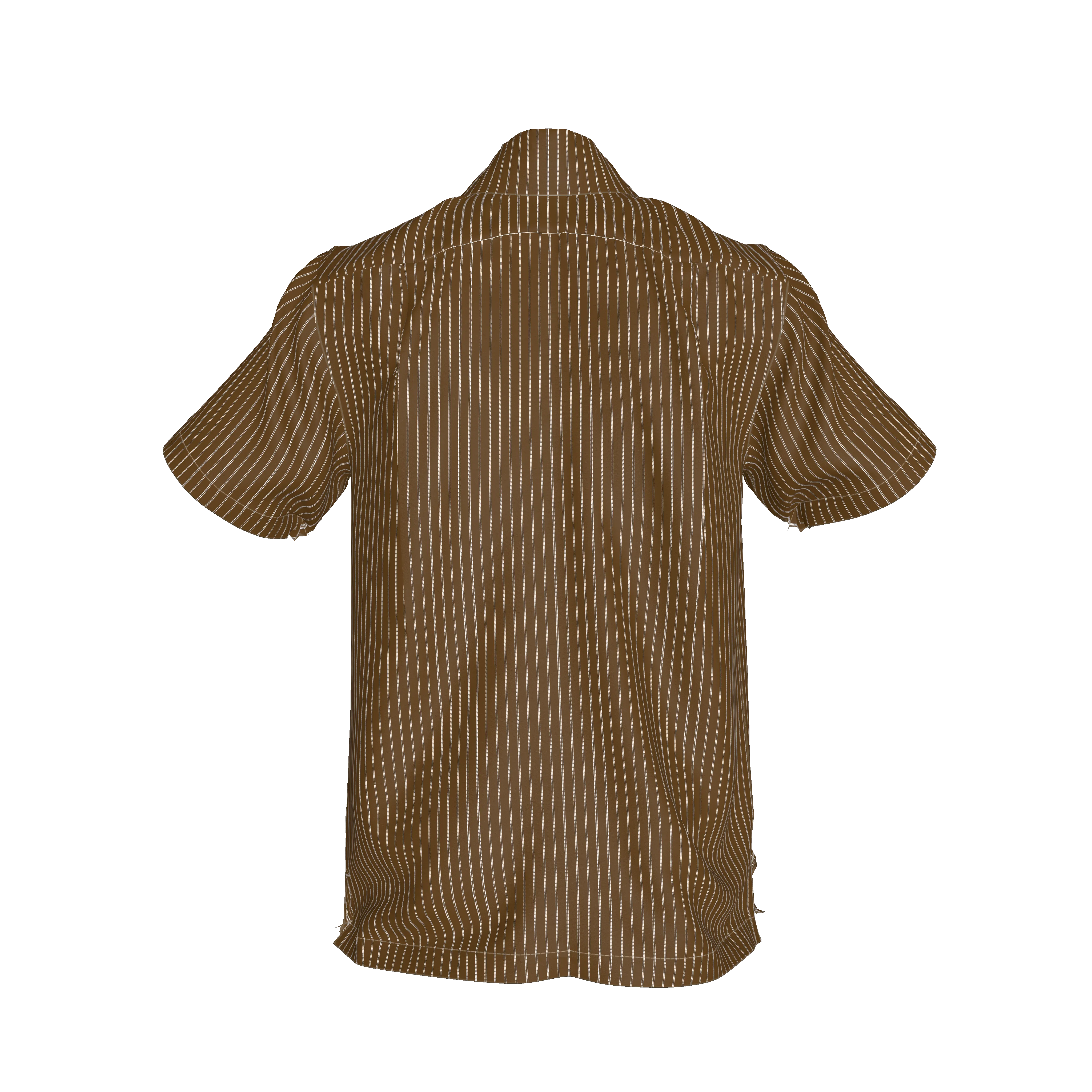 Brown Trim with White Pinstripe Short Sleeve Men’s Shirt with Collar