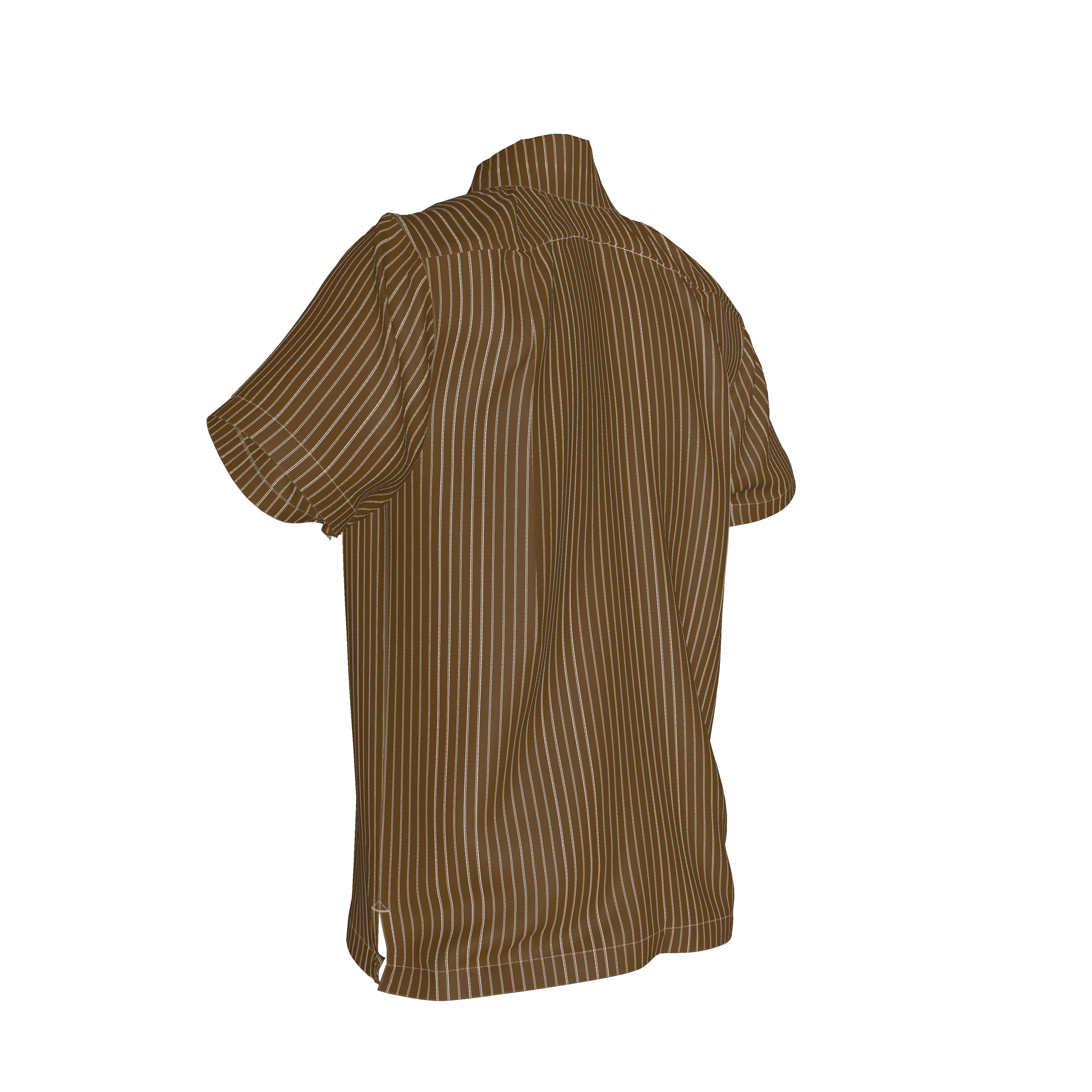 Brown Trim with White Pinstripe Short Sleeve Men’s Shirt with Collar