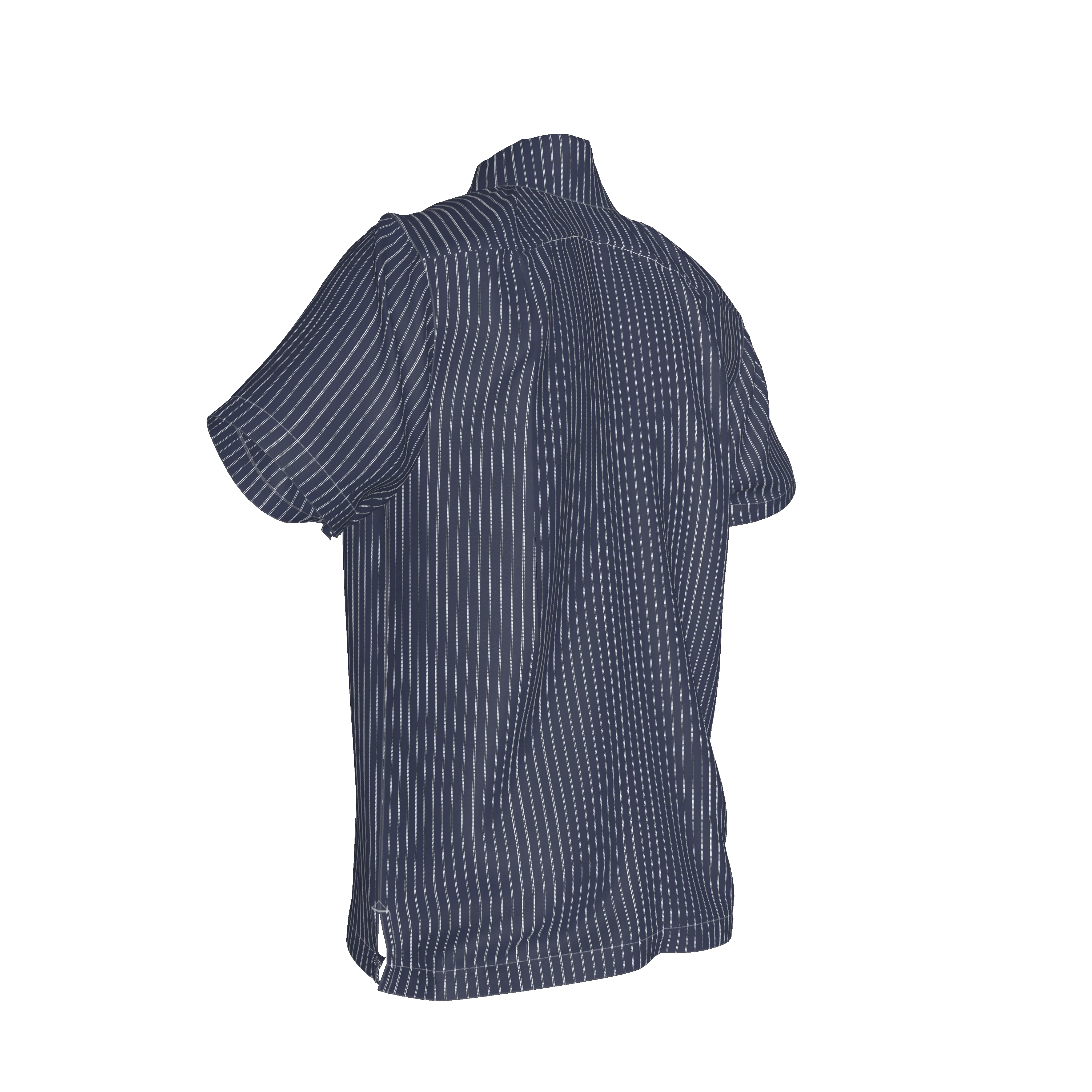 White on Dk Blue Pinstriped Short Sleeve Men’s Shirt with Collar