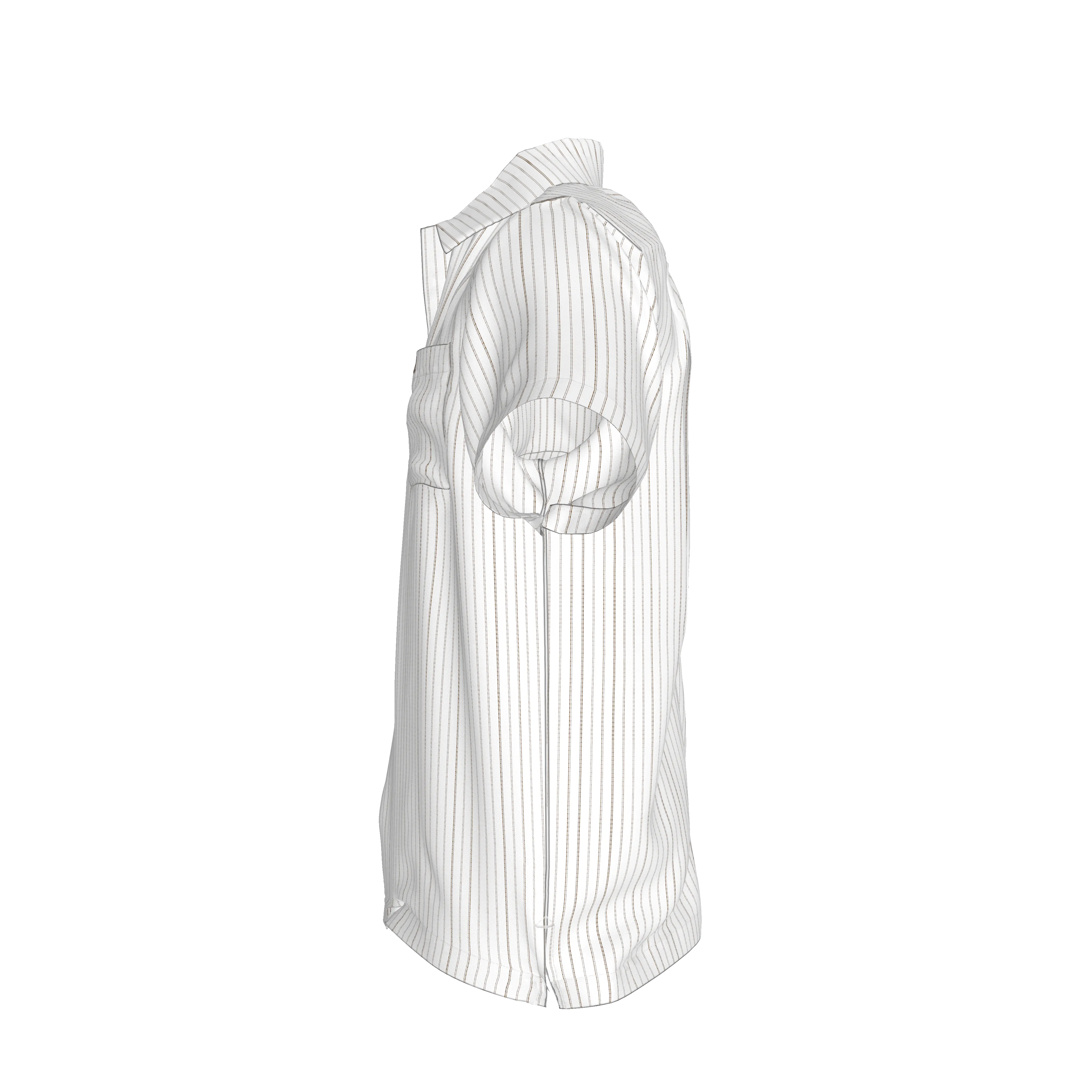 White on Black Trim Pinstripe on Short Sleeve Men’s Shirt with Collar