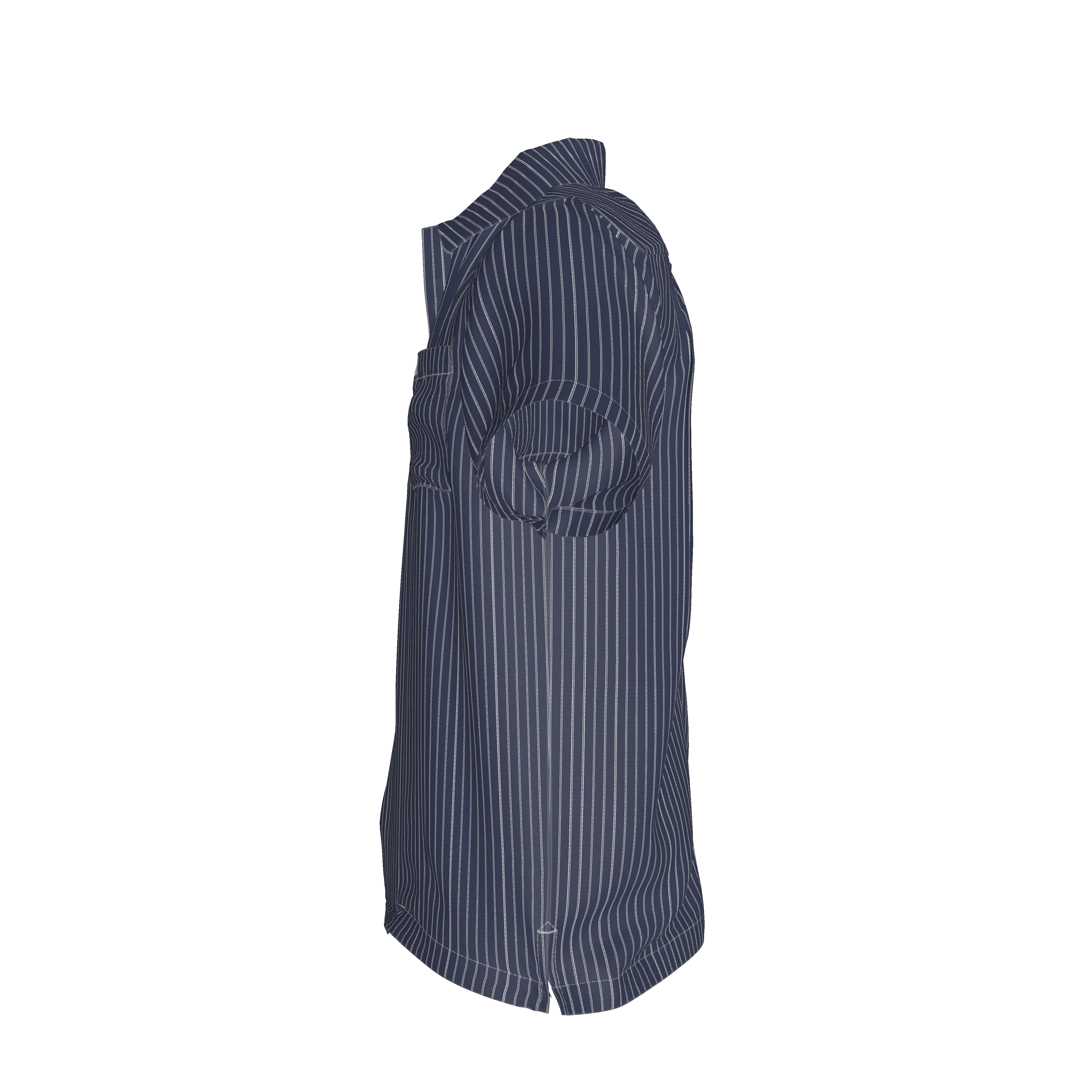 White on Dk Blue Pinstriped Short Sleeve Men’s Shirt with Collar