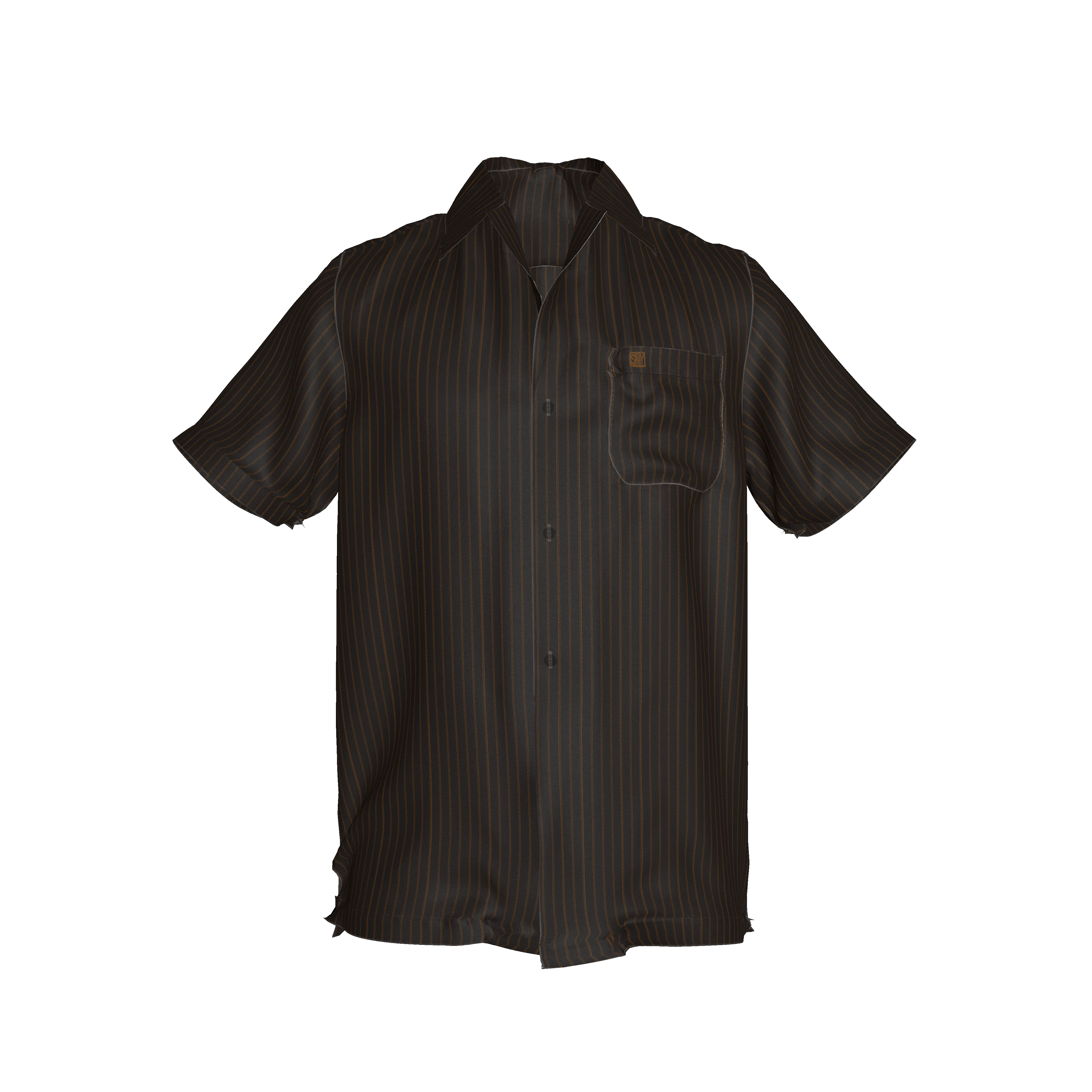 Brown Pinstripe on Short Sleeve Men’s Shirt with Collar