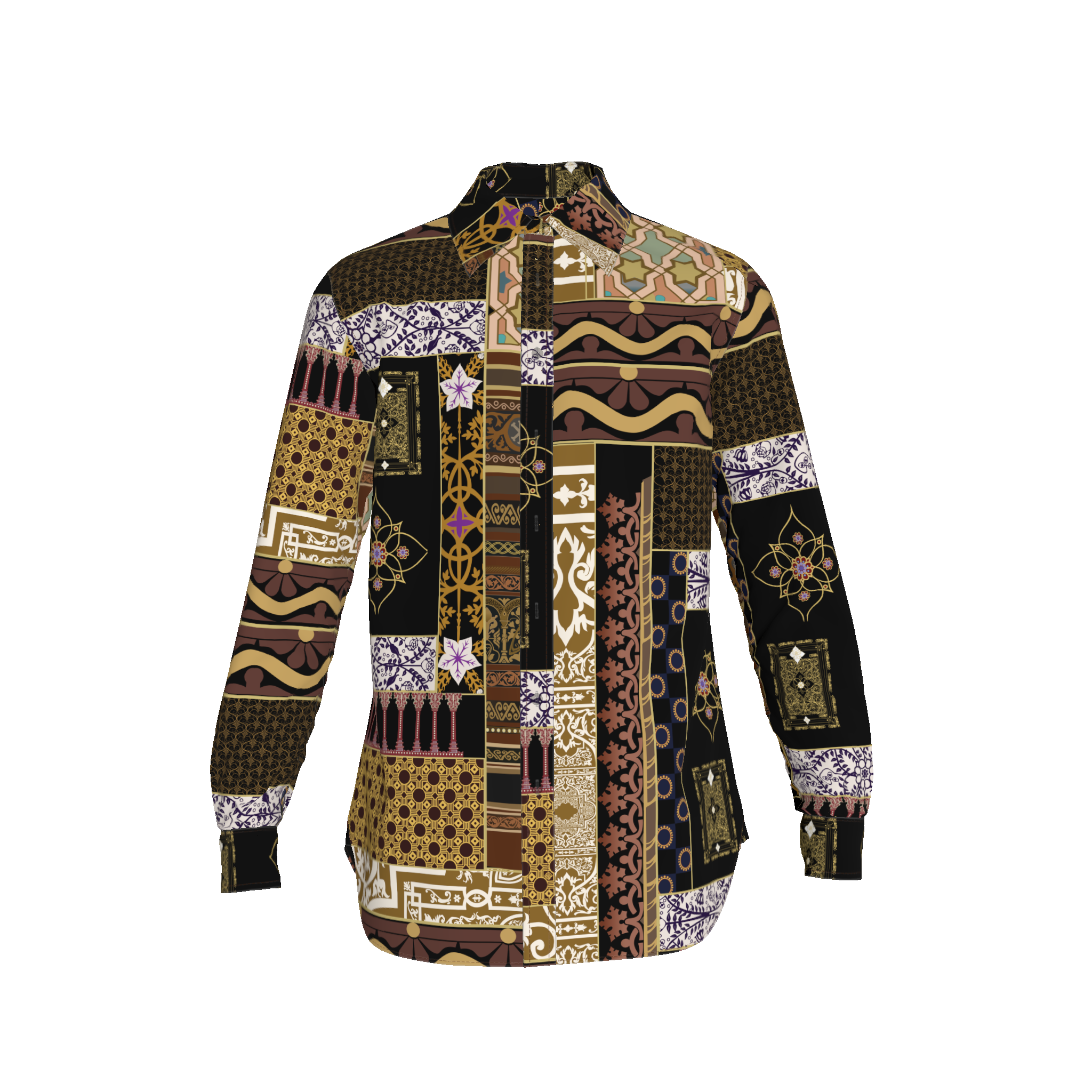 Patterned Lightweight Cotton Poplin Dress Shirt