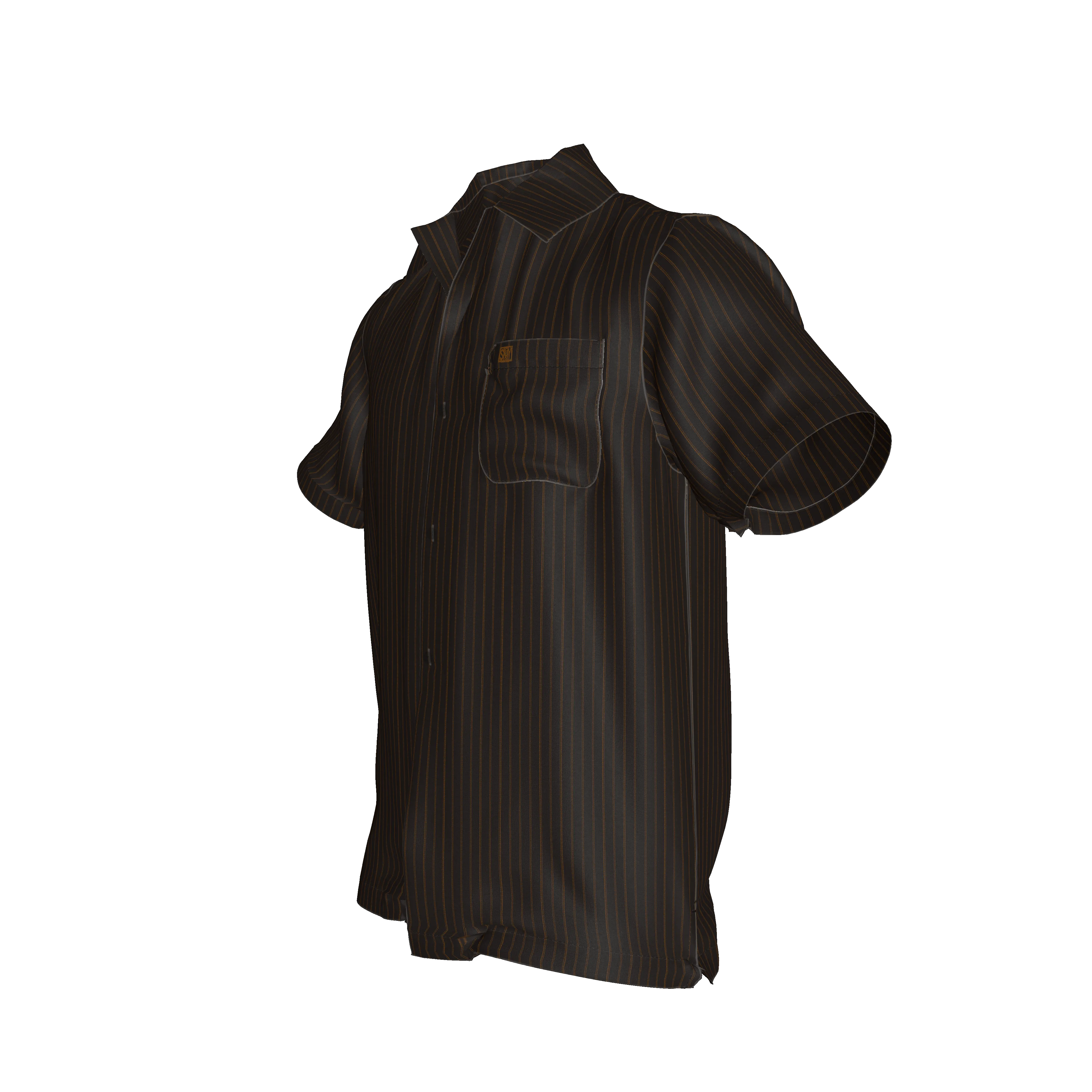Brown Pinstripe on Short Sleeve Men’s Shirt with Collar