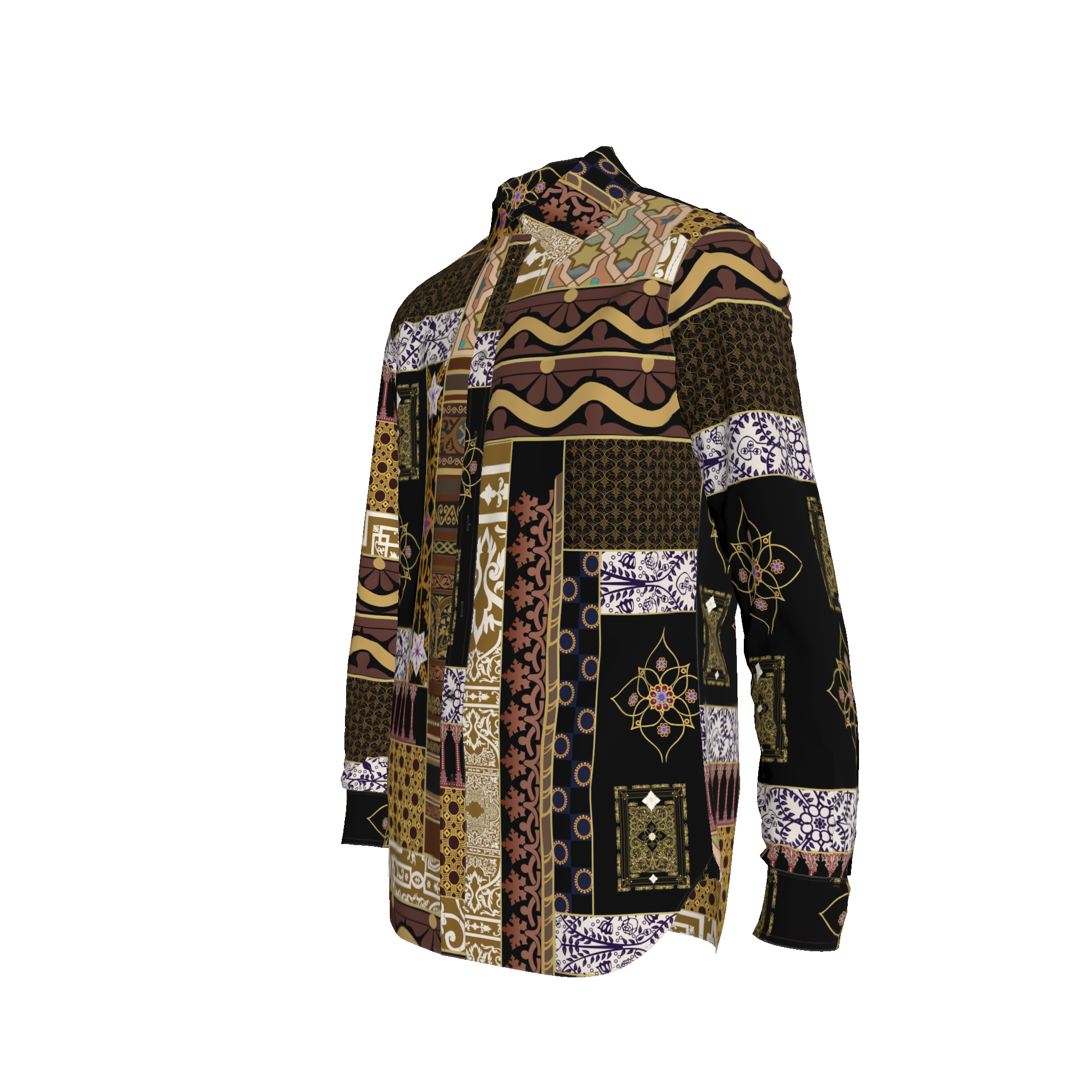 Patterned Lightweight Cotton Poplin Dress Shirt