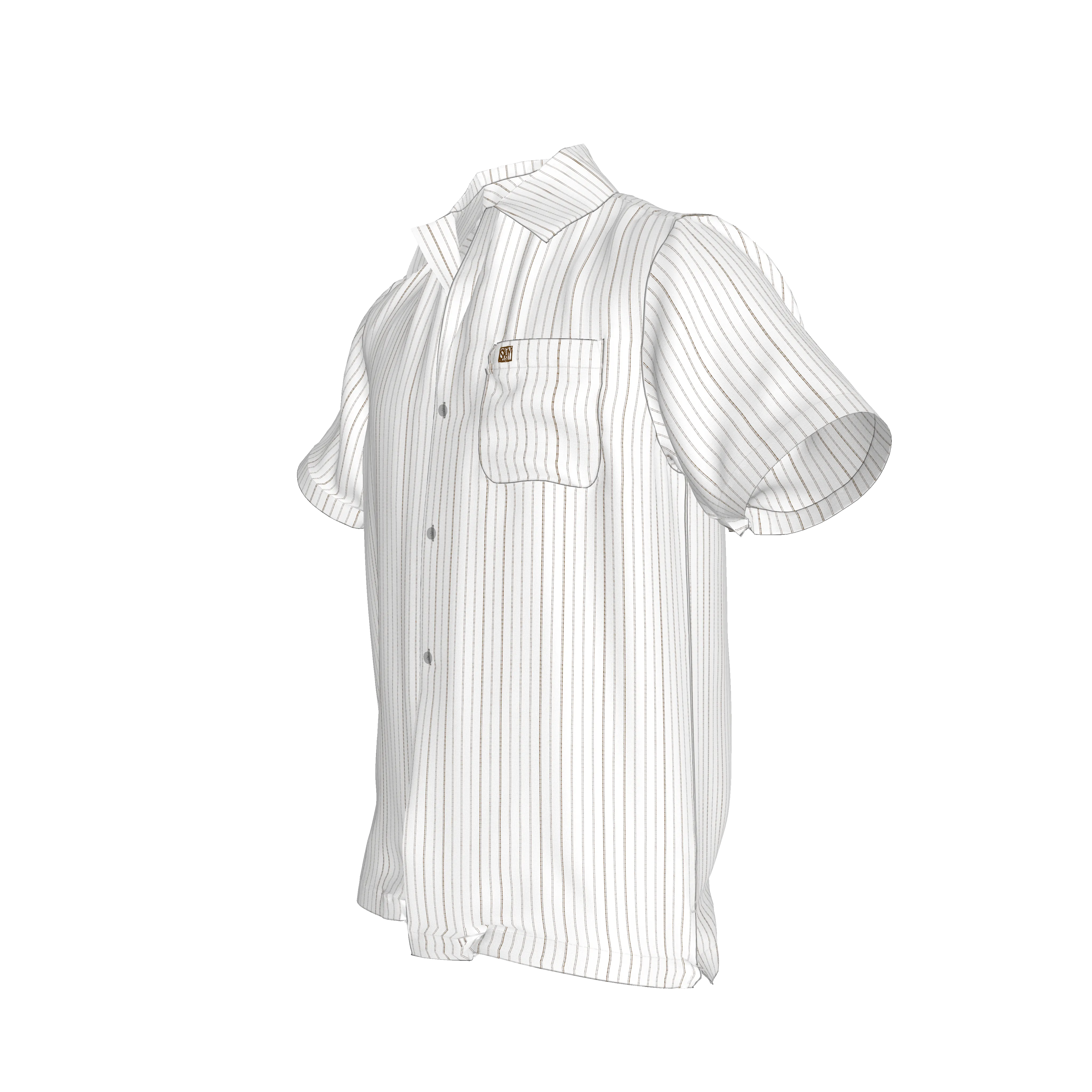 White on Black Trim Pinstripe on Short Sleeve Men’s Shirt with Collar