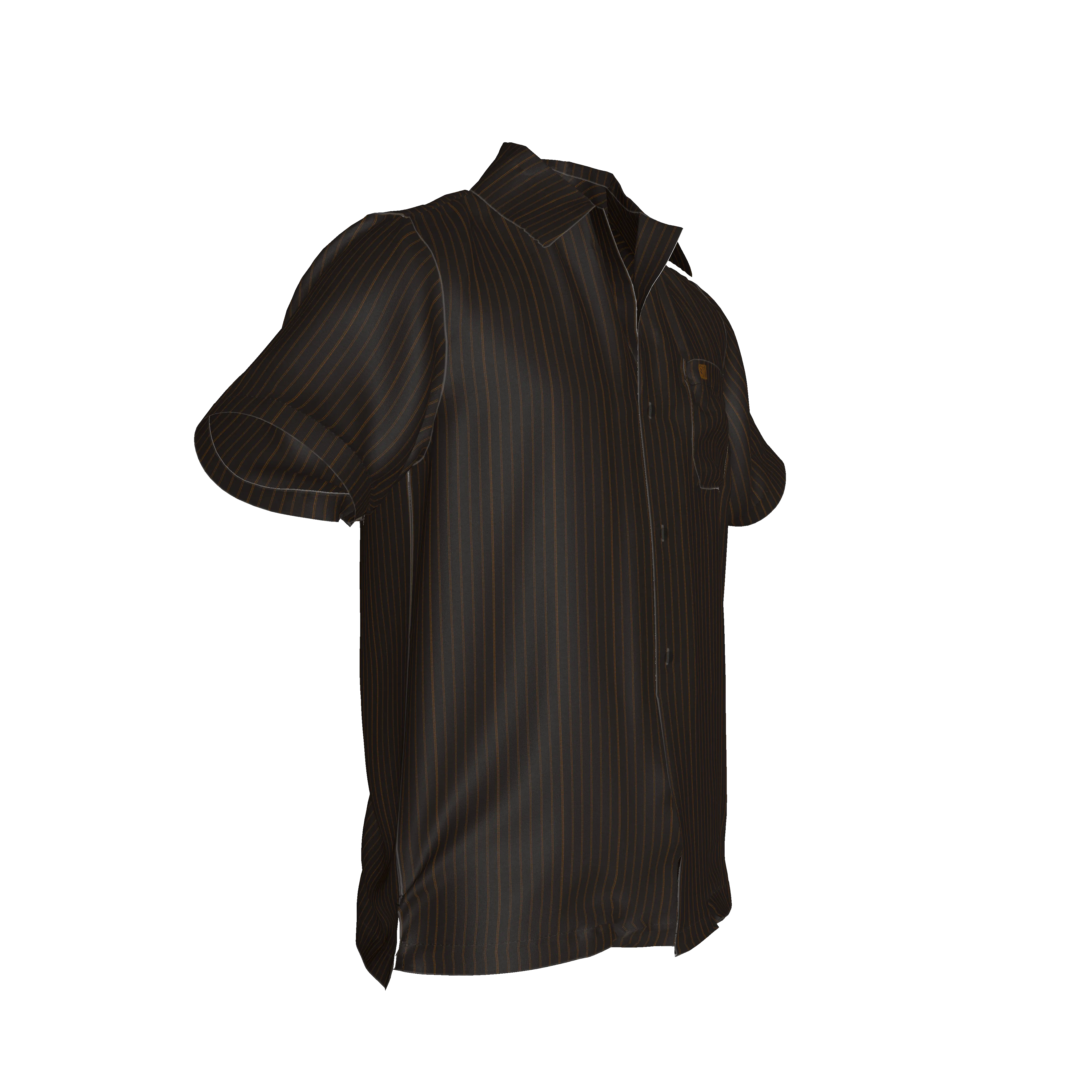 Brown Pinstripe on Short Sleeve Men’s Shirt with Collar