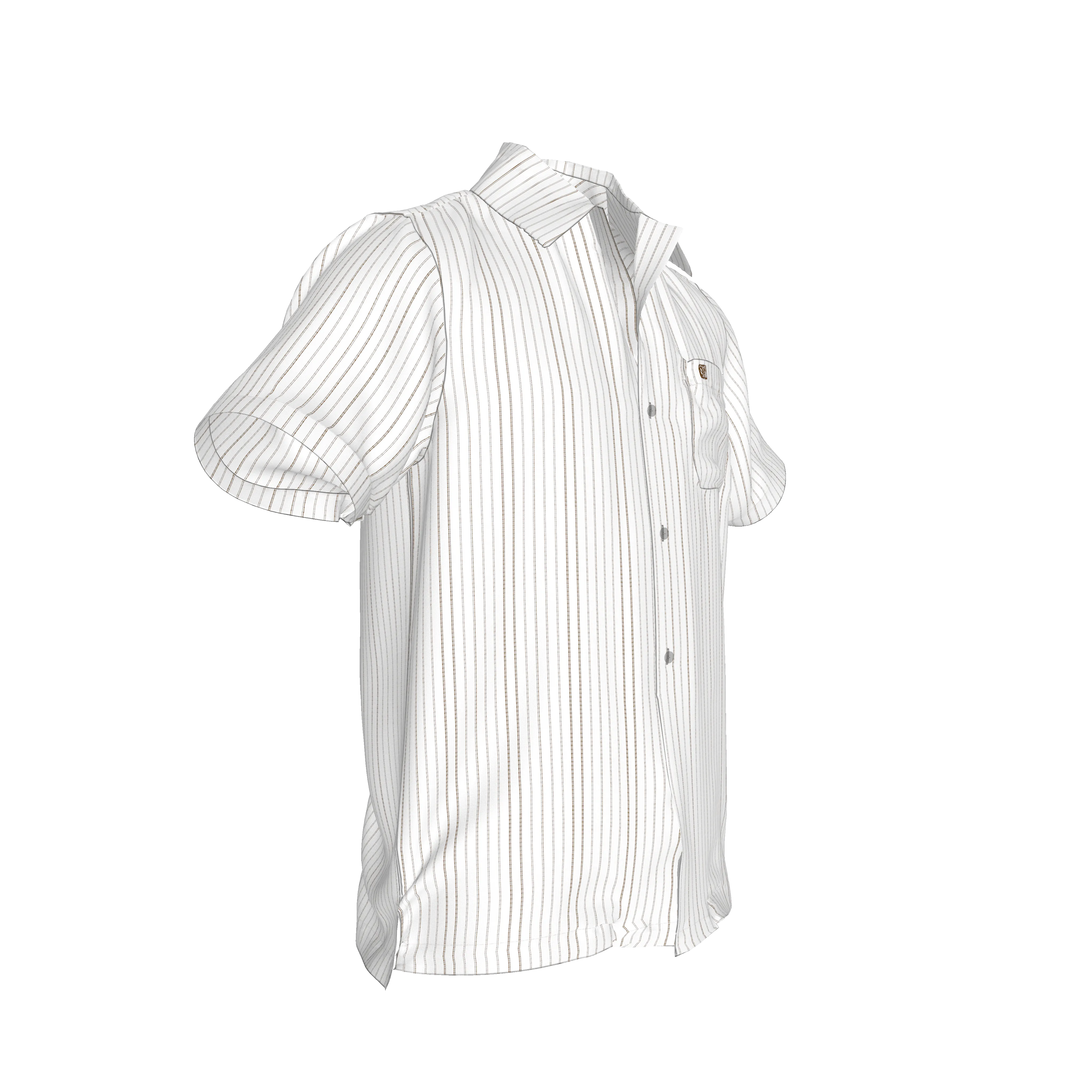 White on Black Trim Pinstripe on Short Sleeve Men’s Shirt with Collar