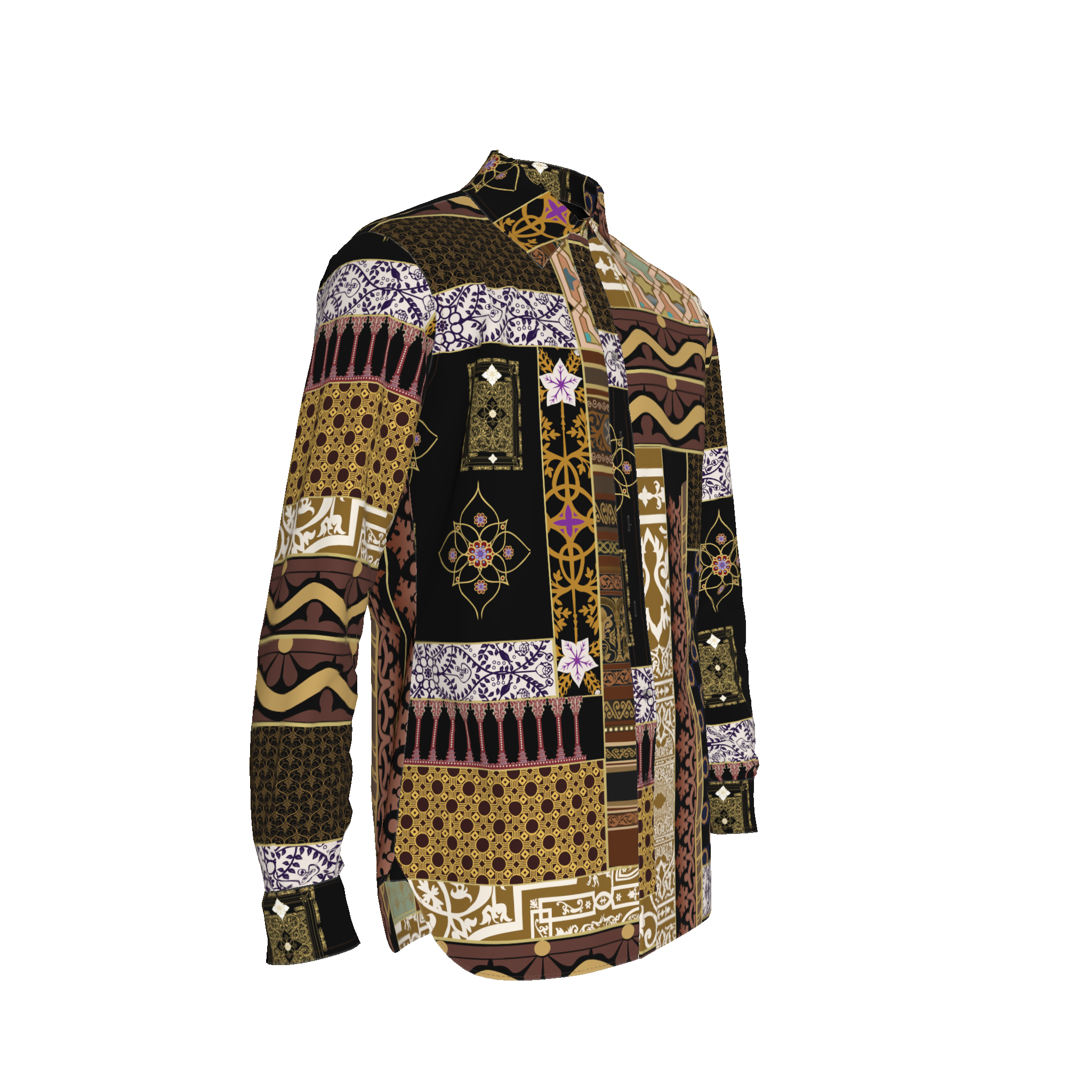 Patterned Lightweight Cotton Poplin Dress Shirt