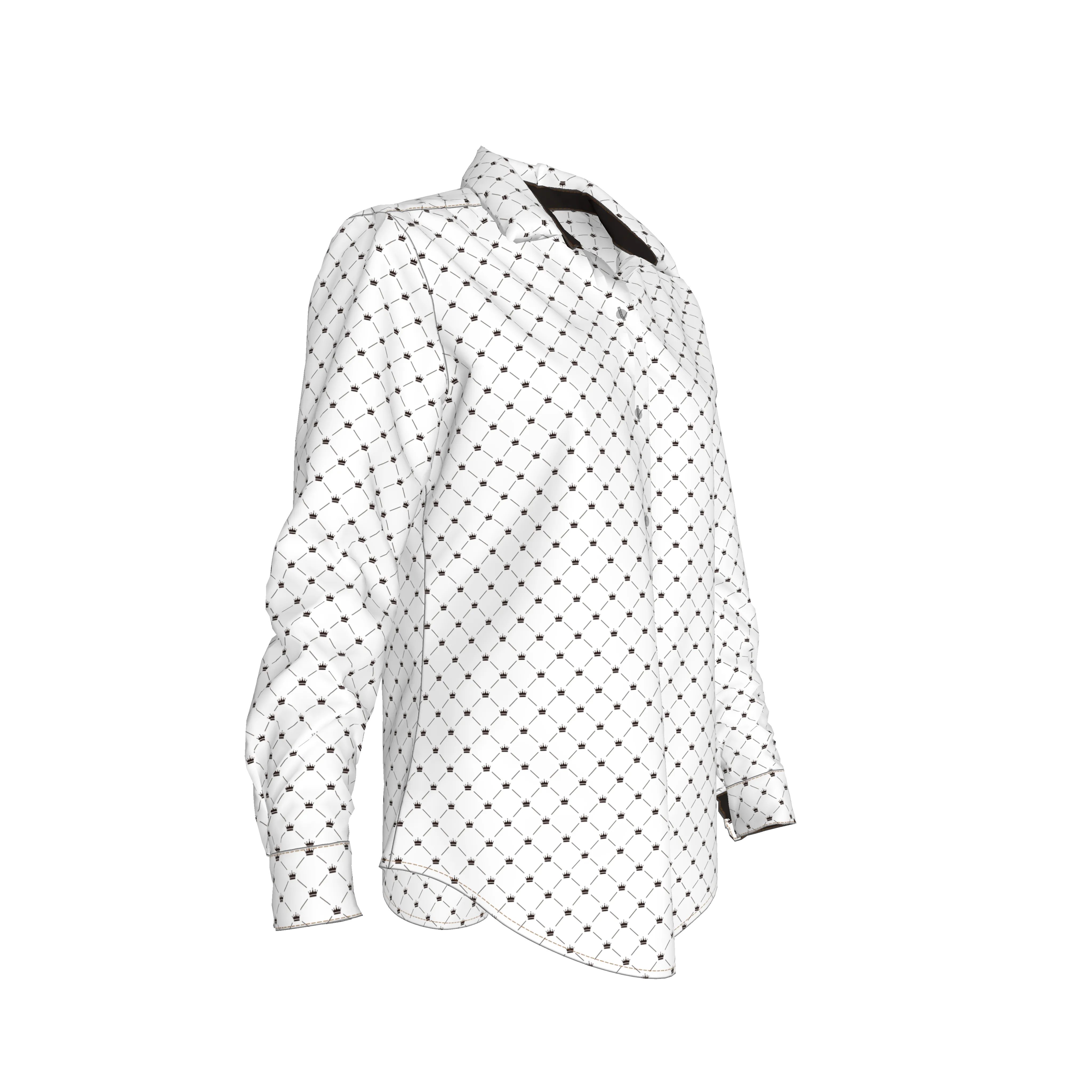 Crown and Lines Black on White Button Front Shirt
