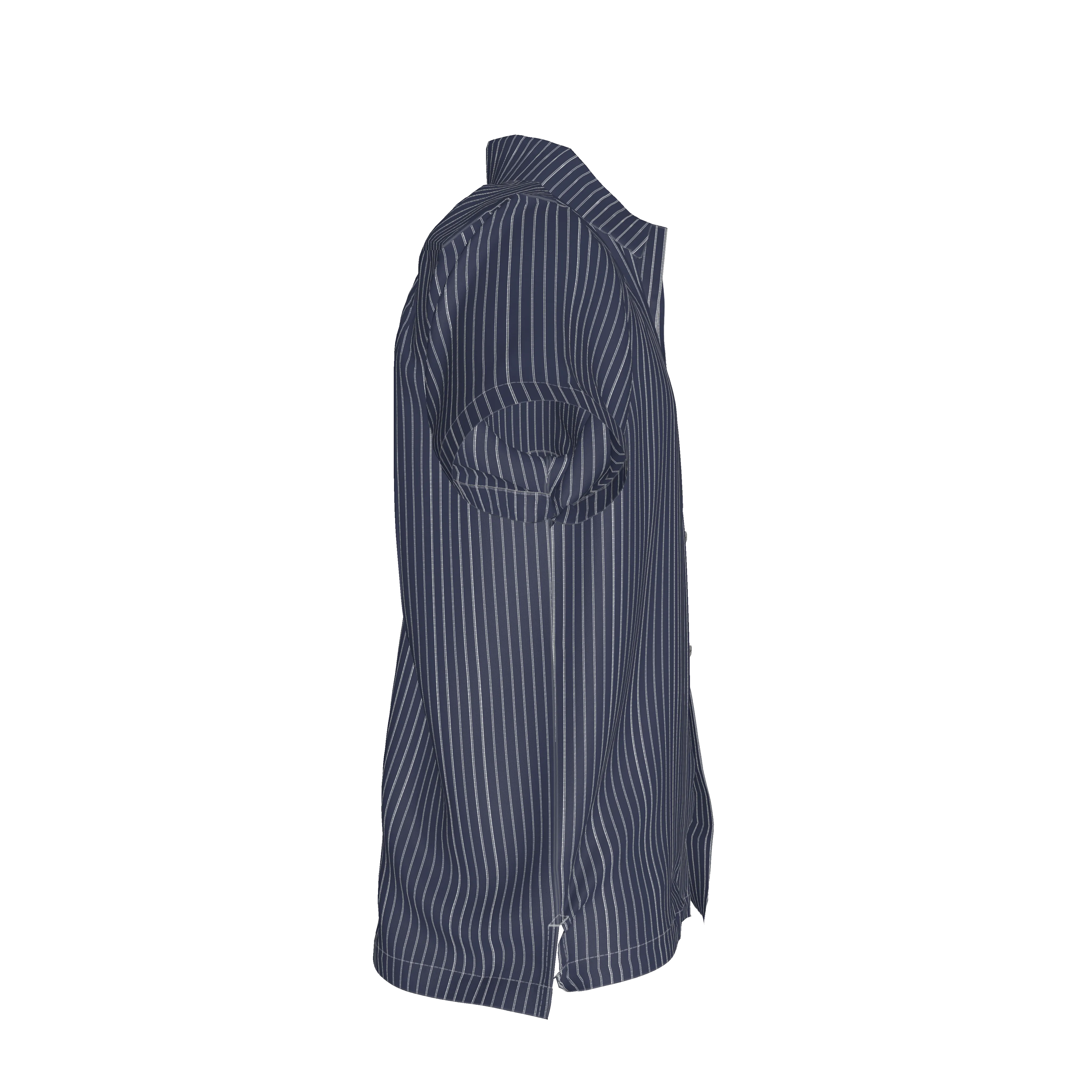 White on Dk Blue Pinstriped Short Sleeve Men’s Shirt with Collar