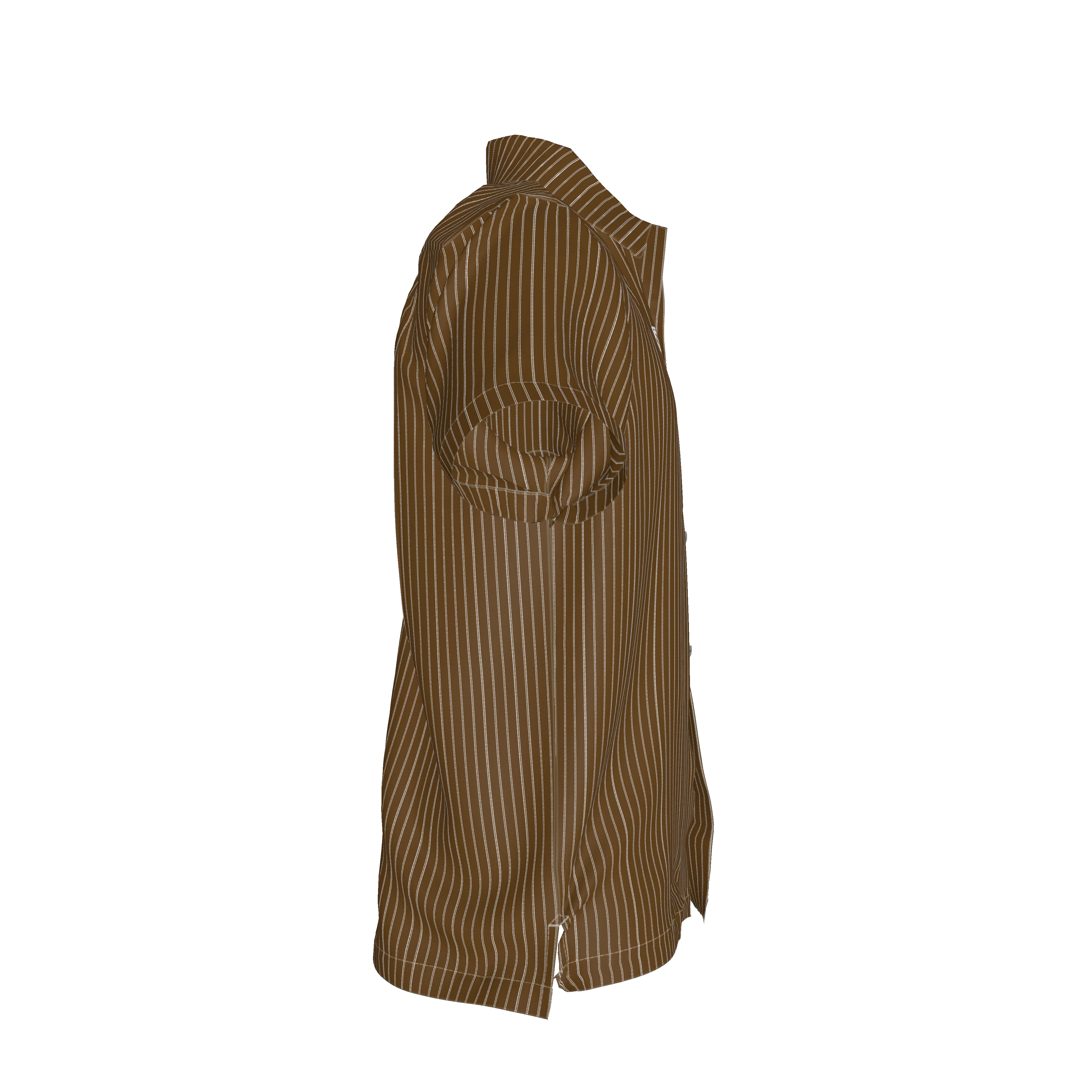 Brown Trim with White Pinstripe Short Sleeve Men’s Shirt with Collar