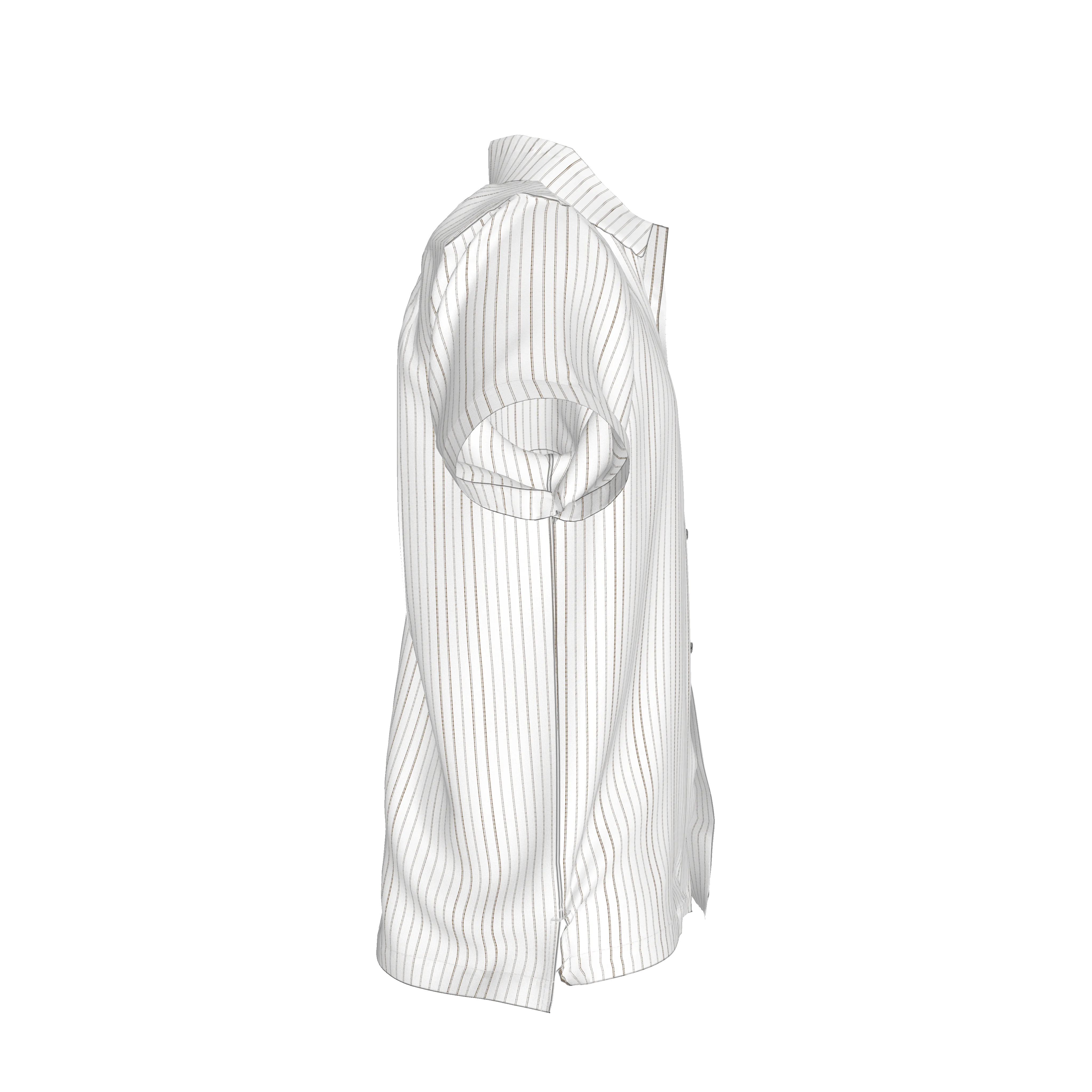 White on Black Trim Pinstripe on Short Sleeve Men’s Shirt with Collar