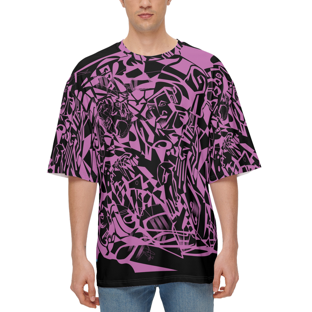 Walking Bass Line Hot Pink Men’s Oversized Short-Sleeve T-Shirt