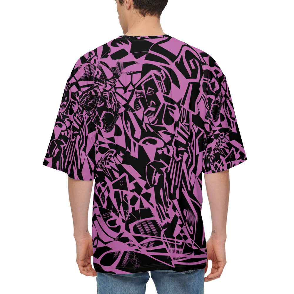 Walking Bass Line Hot Pink Men’s Oversized Short-Sleeve T-Shirt